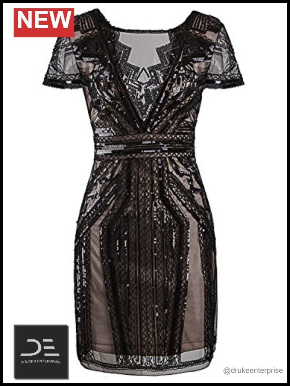 1920s Sequin Beaded Flapper Dress Art Deco Roaring 20s